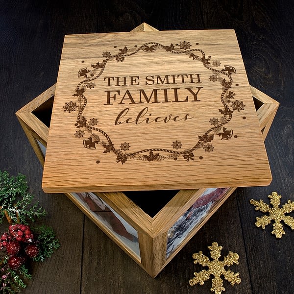 Personalised Our Family Believes Christmas Memory Box