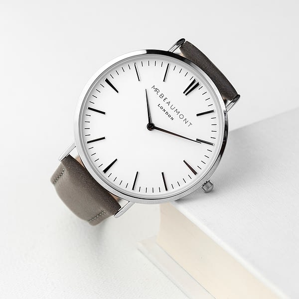 Men's Modern-Vintage Personalised Leather Watch In Ash