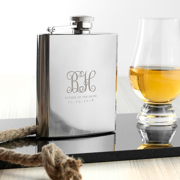 Monogrammed 6oz Hip Flask for Best Man