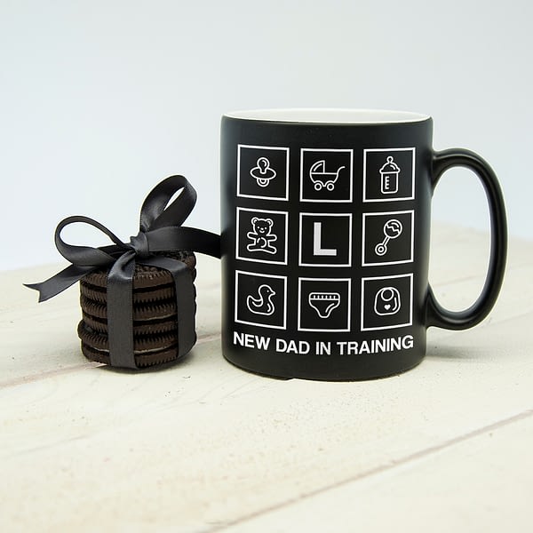 New Dad In Training Black Matte Mug