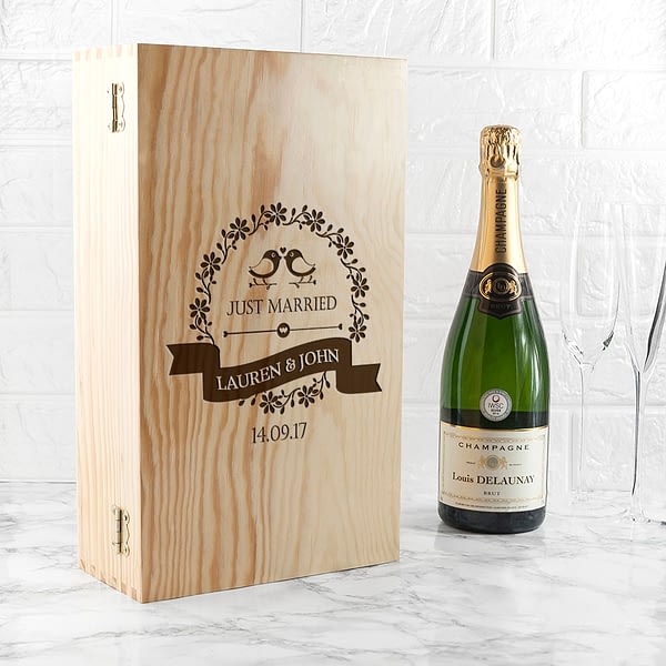 Personalised Just Married Wine Box