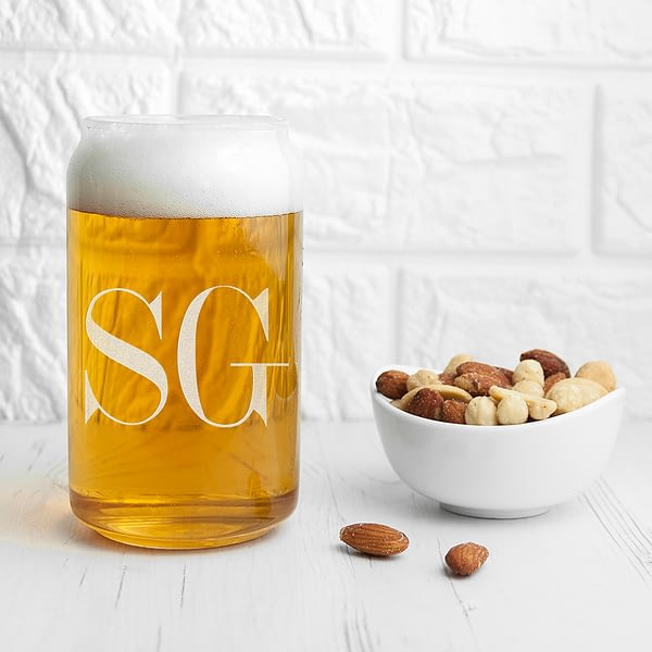 Monogrammed Can Glass