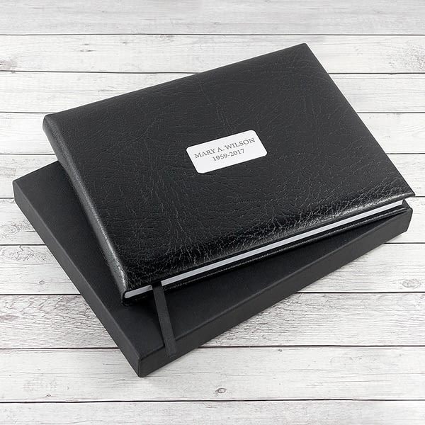 Personalised Black Leather Memoriam Book