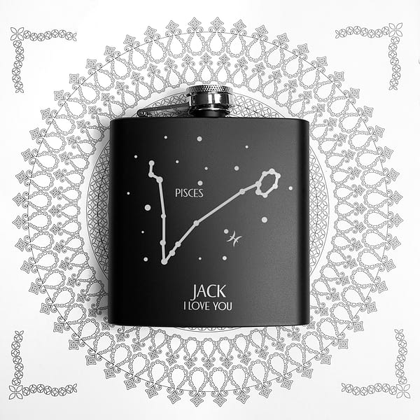 Star Constellation Matte Black Hip Flask