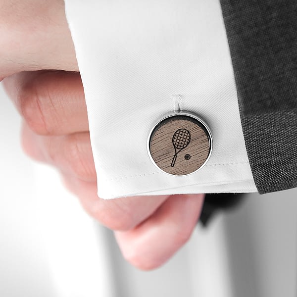 Iconic Hobbies Engraved Round Walnut Cufflinks