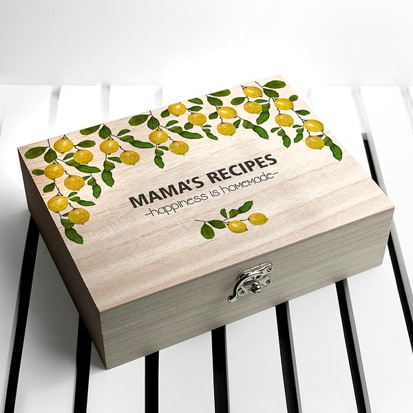 Personalised Lemon Grove Recipe Box