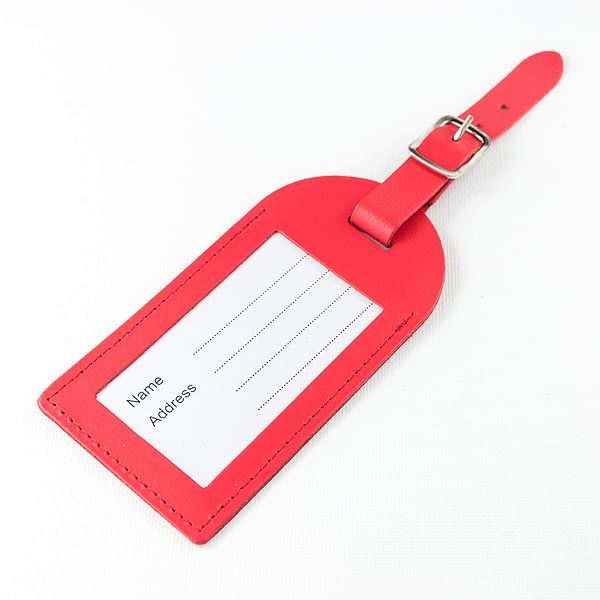 Personalised Red Foiled Leather Luggage Tag