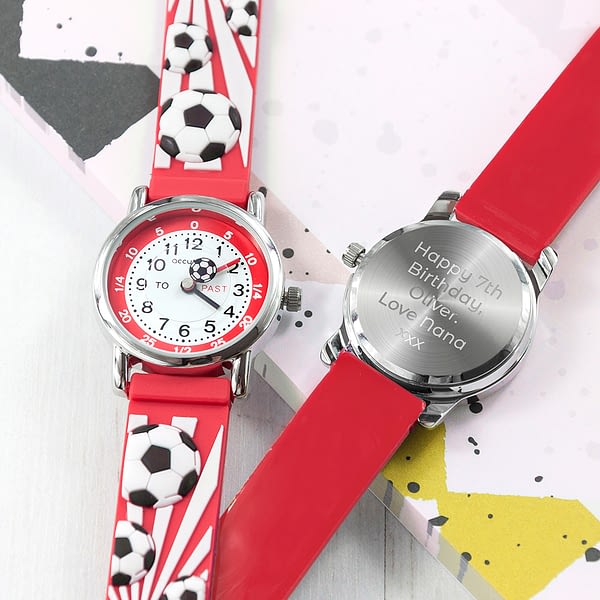 Kids Personalised Red Football Watch