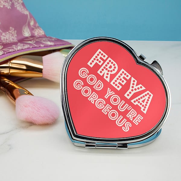 You're Gorgeous! Personalised Heart Compact Mirror