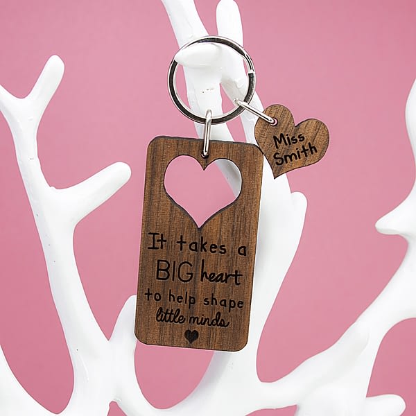 It Takes A Big Heart To Shape Little Minds Personalised Teachers Keyring