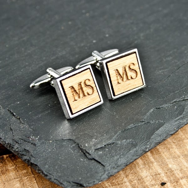 Square Wooden Cufflinks