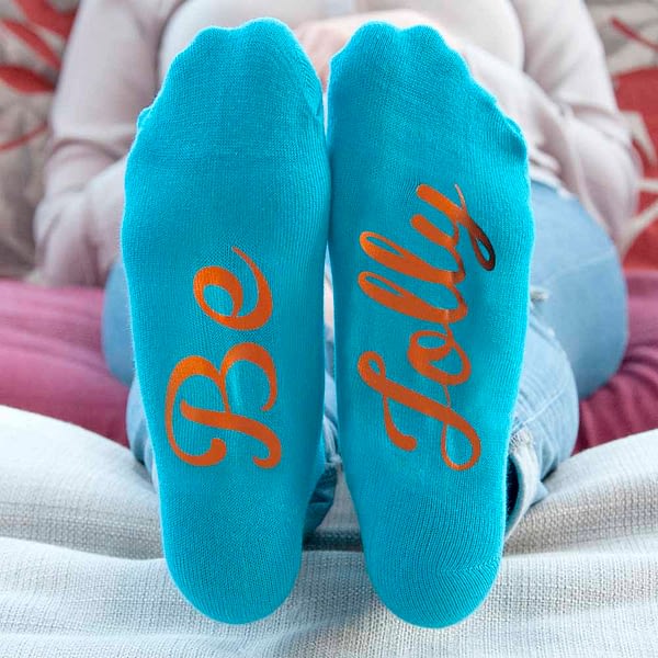 Personalised Turquoise & Terracotta Orange Christmas Day Socks