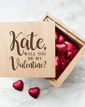 Personalised Be My Valentine Oak Photo Cube