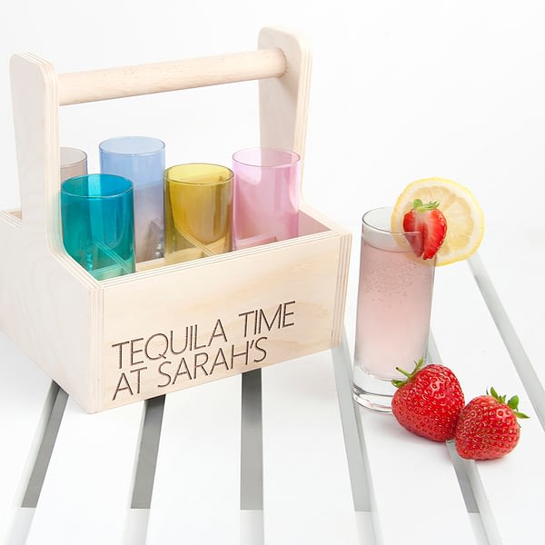 Personalised LSA Coloured Shot Glass Trug