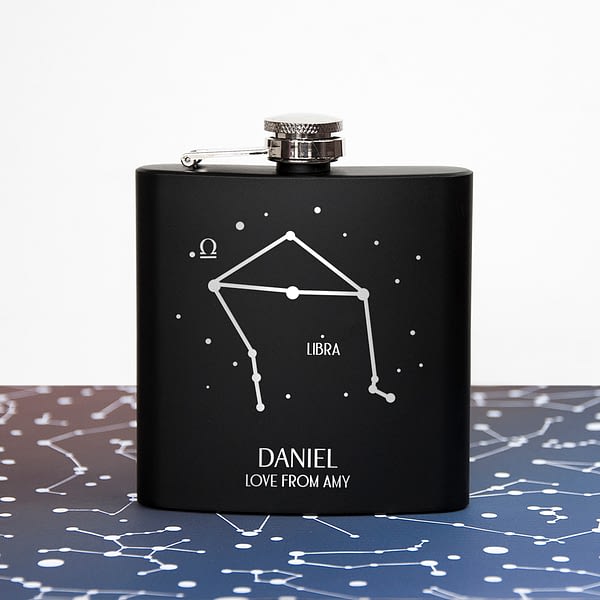 Star Constellation Matte Black Hip Flask