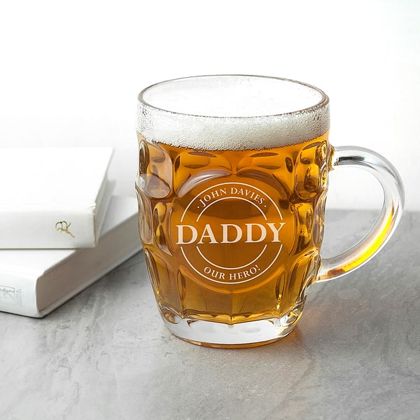 Personalised Emblem Dimpled Beer Glass