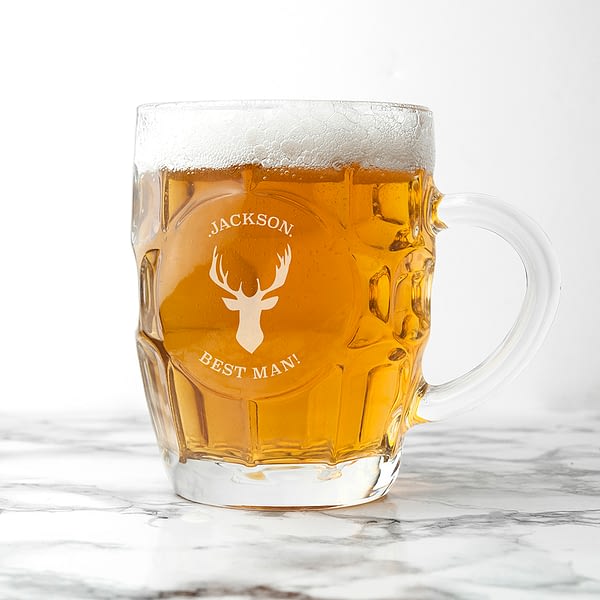 Personalised Stag Dimpled Beer Glass