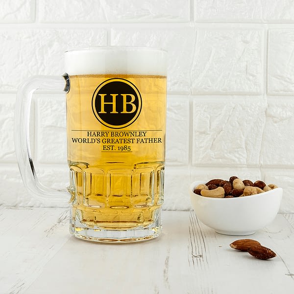 Initials Circled Beer Glass Tankard