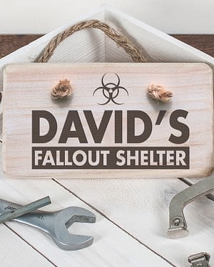 Personalised Wooden Fallout Shelter Sign