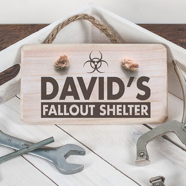 Personalised Wooden Fallout Shelter Sign