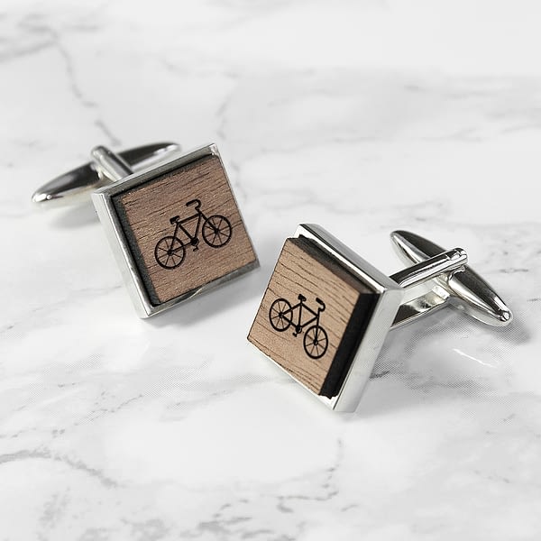 Iconic Hobbies Engraved Square Walnut Cufflinks