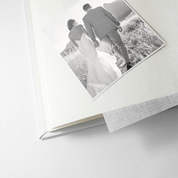 Engraved White Leather Photo Album