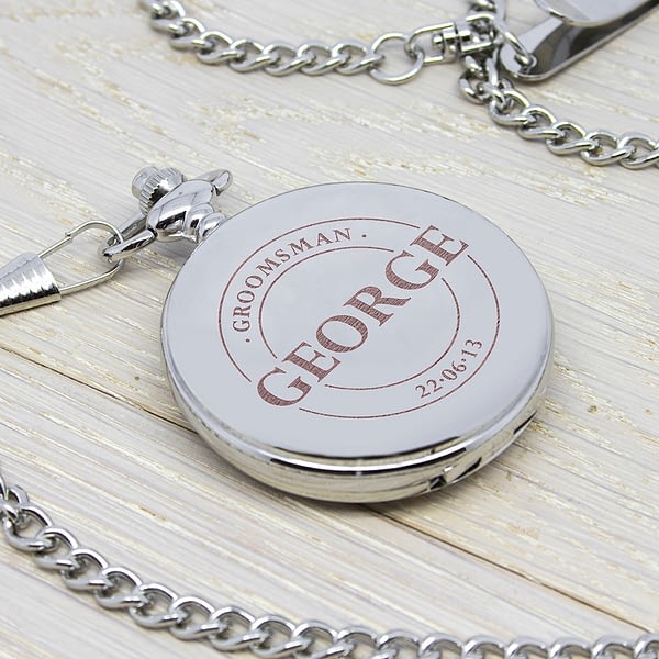 Personalised Groomsman Emblem Pocket Watch