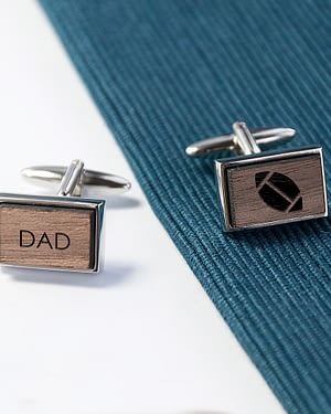 Iconic Hobbies Engraved Rectangle Walnut Cufflinks