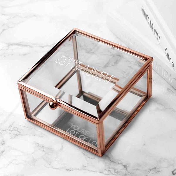 Personalised Rose Gold Glass Trinket Box