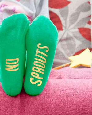 Personalised Kids Sprout Green and Canary Yellow Christmas Day Socks