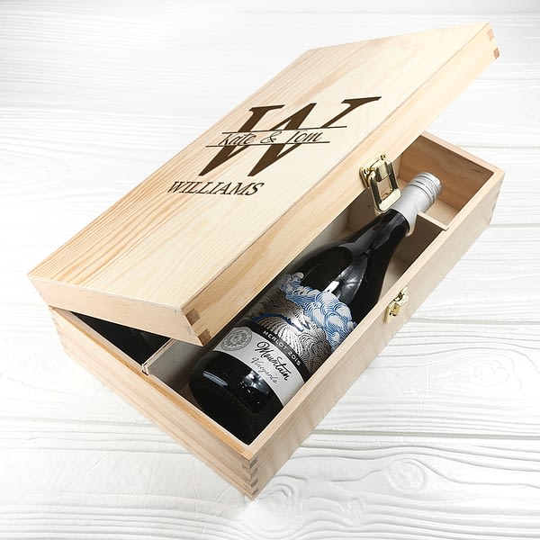 Personalised Couple Monogram Wine Box