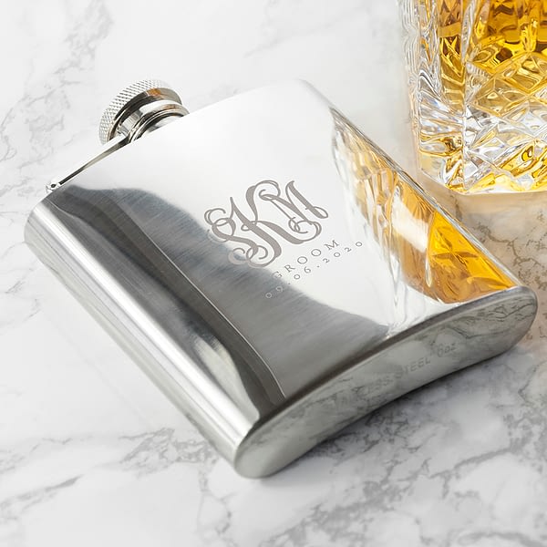 Monogrammed 6oz Hip Flask for Best Man