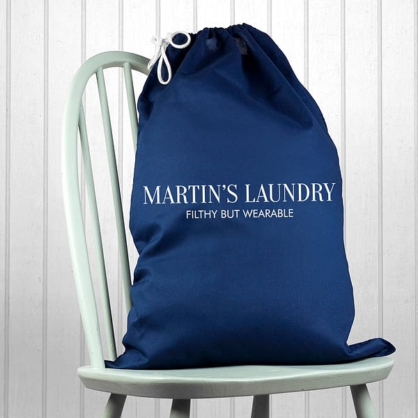 Personalised Large Navy Laundry Bag