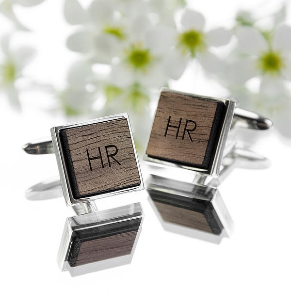 Iconic Hobbies Engraved Square Walnut Cufflinks