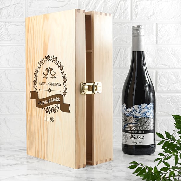 Personalised Happy Anniversary Wine Box