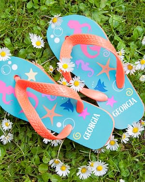 Under The Sea Mermaid Child's Personalised Flip Flops