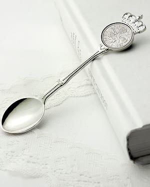 Personalised Silver Plated Lucky Sixpence Teaspoon