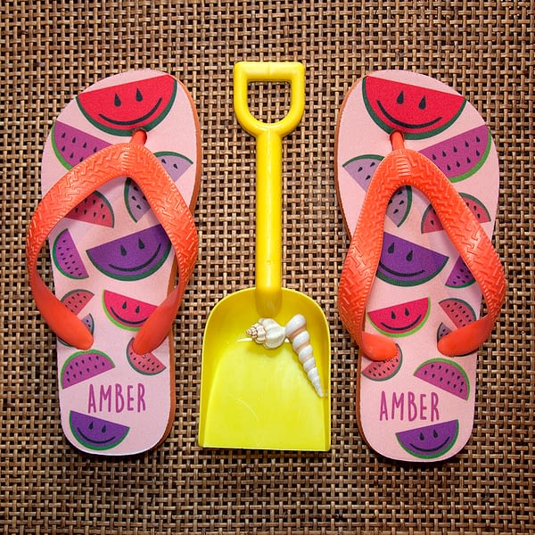 Wild Watermelon Child's Personalised Flip Flops