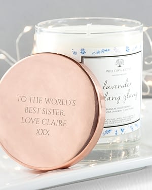 Personalised Lavender & Ylang Ylang Candle With Copper Lid