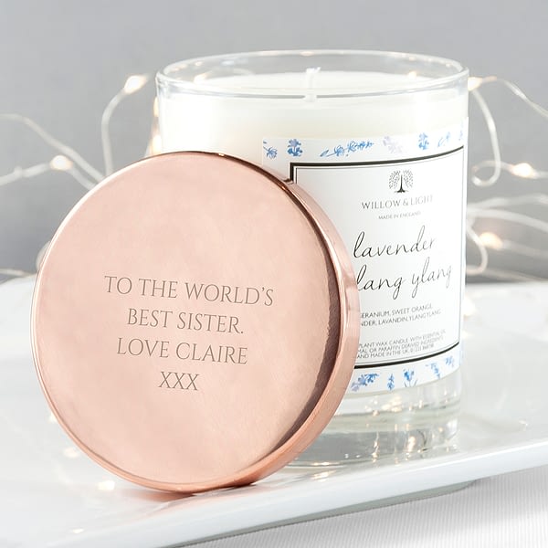 Personalised Lavender & Ylang Ylang Candle With Copper Lid