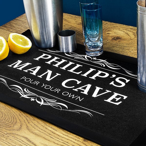 Personalised Man Cave Black Bar Mat