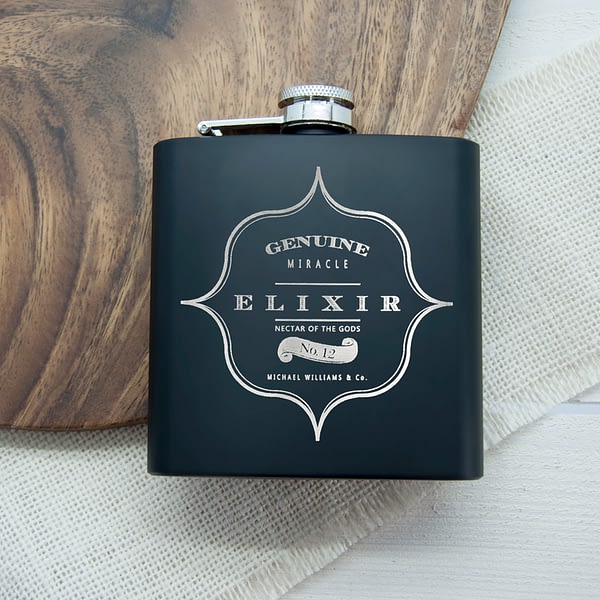 Personalised Elixir Vintage Hip Flask