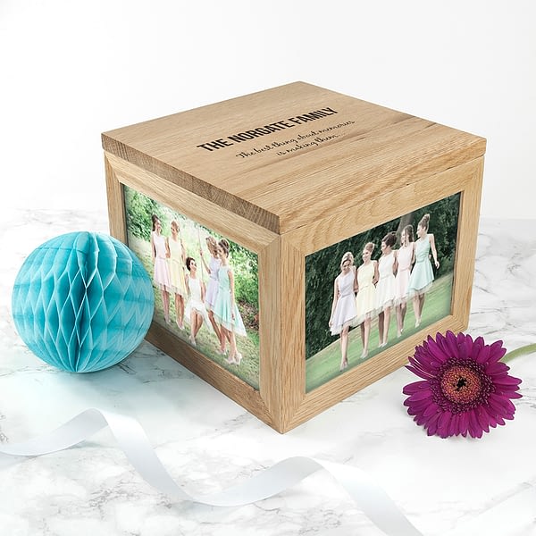 We Are Family Oak Photo Keepsake Box