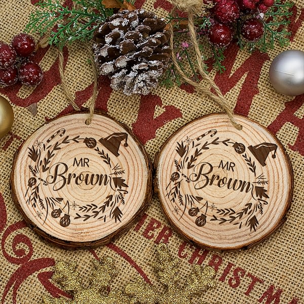 Personalised Engraved Set of Two Couple's Christmas Tree Decoration