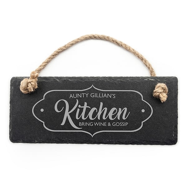 Personalised Our Kitchen Slate Hanging Sign