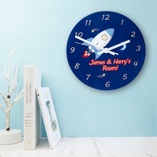 Rocket To The Moon Personalised Wall Clock