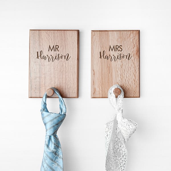 Personalised Contemporary Couples Peg Hook