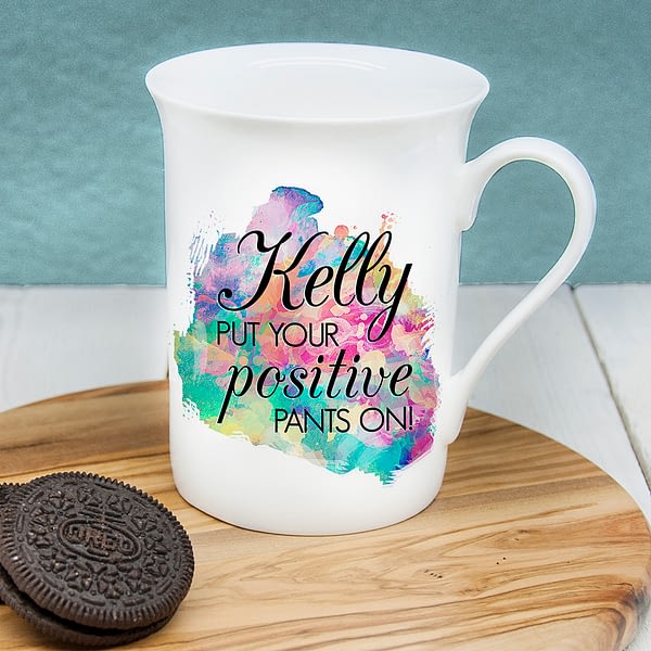 Personalised Positive Pants Bone China Mug