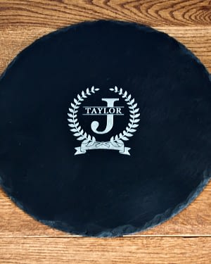 Initial and Surname of Honour Round Slate Cheese Board