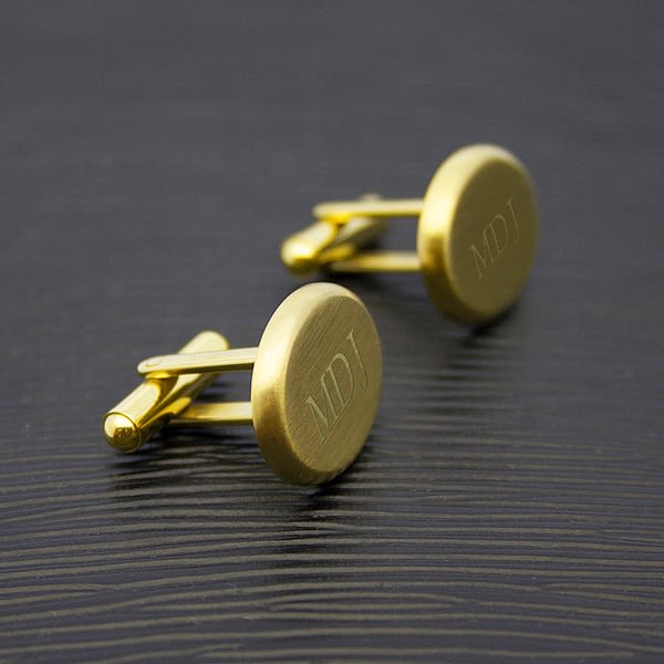 Men's Matte Finish Brushed Gold Oval Cufflinks